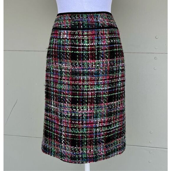 Talbots Colorful Tweed Wool-Blend Pencil Skirt Sz 4 Multicolor Bouclé - Picture 2 of 8